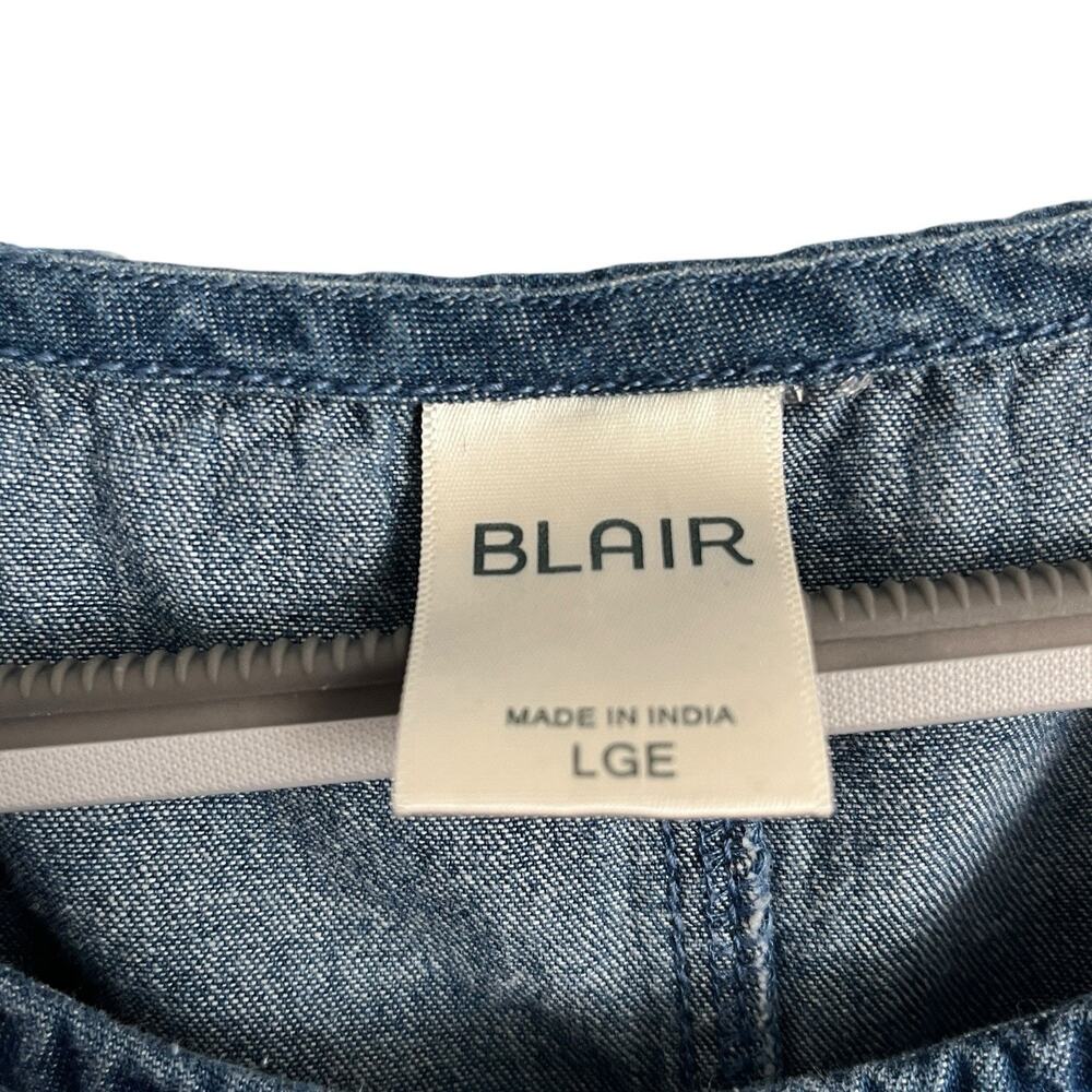 Blair Denim Dress Women Size L Lighthouse Embroidered Vintage Beachy Style Retro - Picture 4 of 16